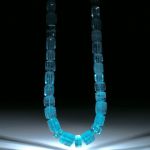 Aquamarin Brasilien mit sehr schöner Farbe, aufwendig geschliffenes Collier aus Sechseckformen