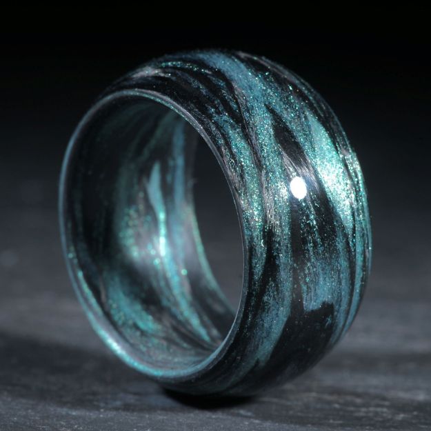 Karbonring, Carbon / Mira Grün gewickelt (Duplex)