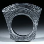 Carbonring handgewickelt mit Glasfaser Alu metallic, stumpfviereckiger Tafelring matt