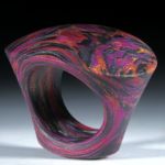 Karbonring handgewickelt mit Glasfaser Cosmic Gold und Pink "V5"