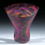 Karbonring handgewickelt mit Glasfaser Cosmic Gold und Pink "V5"