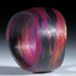 Karbonring handgewickelt mit Glasfaser Cosmic Gold und Pink "V5"