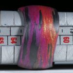 Karbonring handgewickelt mit Glasfaser Cosmic Gold und Pink "V5"