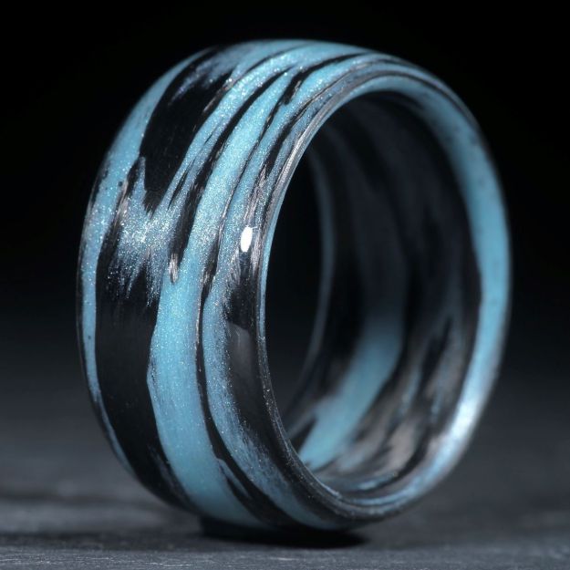Karbonring, Carbon / Zirkon-Cölinblau (Duplex) poliert