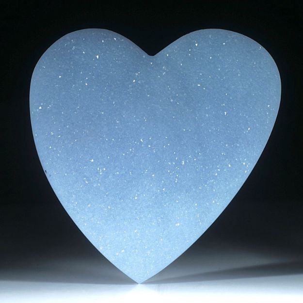 Chalcedon Herz mit Kristallrasen, ca.56x55x12mm
