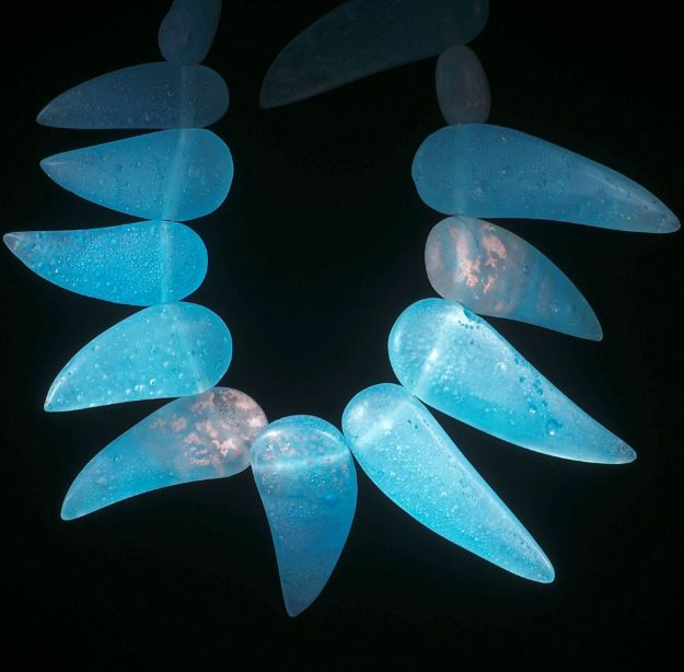 Fusingglas Collier Kupfer/blau