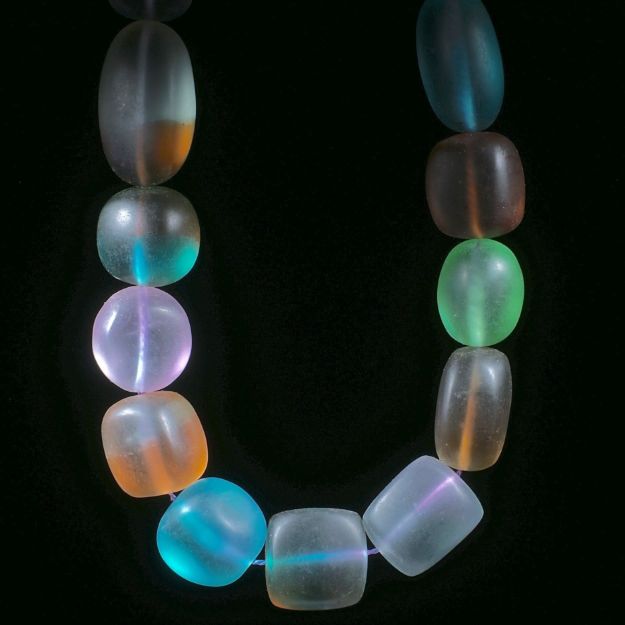 Fusingglas Collier, transparente Blockformen