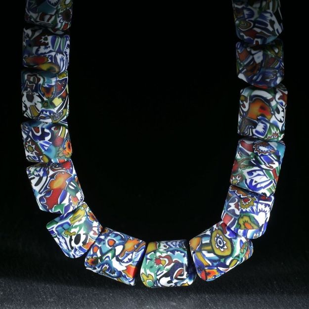 Millefiori-Collier mit Silberverschluss, D14mm