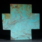 Türkiskreuz, flach, eine Seite poliert, ca.56x58x5mm, handgeschliffenes Einzelstück