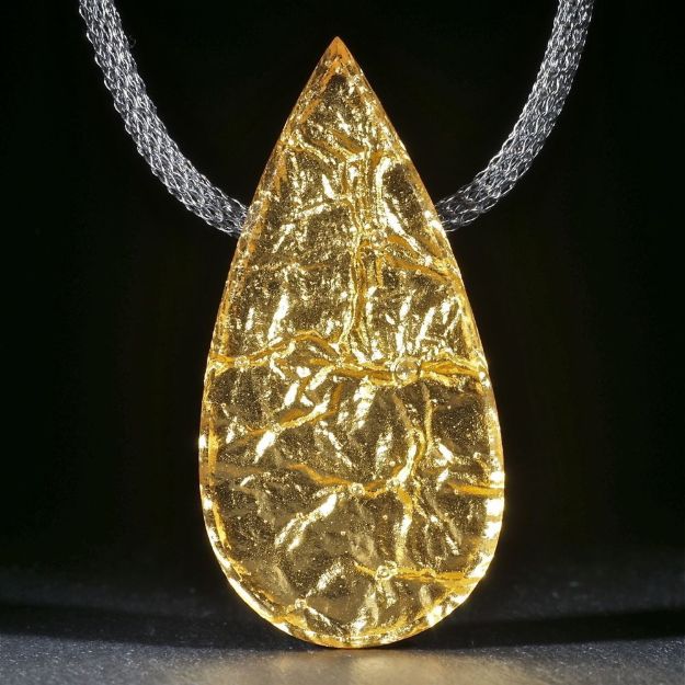 Goldglas Anhänger mit Carbonrückseite, 60x30x9mm