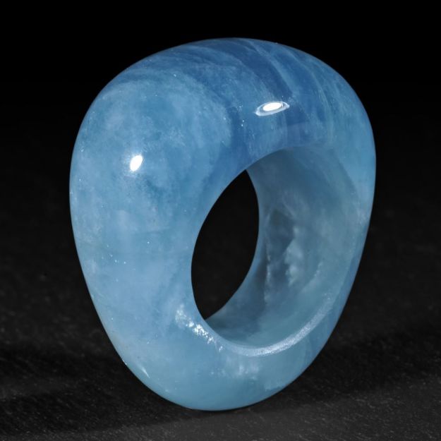Aquamarin aus Pakistan, handgeschliffener Ring