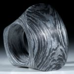 Carbonring handgewickelt mit Glasfaser Alu metallic, stumpfviereckiger Tafelring matt