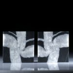 Kieselstein mit Kreuzlinie, Paar für Ohrschmuck