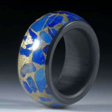 Edelsteinring Lapislazuli in Messingmatrix