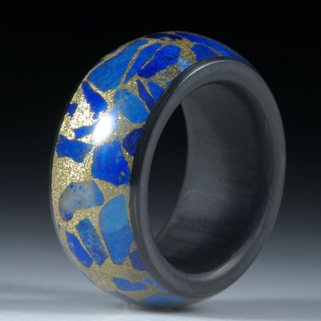 Edelsteinring Lapislazuli in Messingmatrix