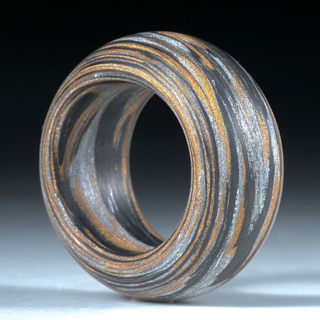 Fibertec Ring, Karbon mit Glasfaser Bronce und Alu metallic