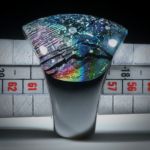 Fingerring Opalglas (Dichroic Glas), im Verlauf geschliffen und poliert