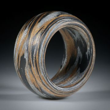 Karbonring, Karbon mit Glasfaser Bronze/Alu, handgewickelt (Triplex) feinmatt, aussen gerundet