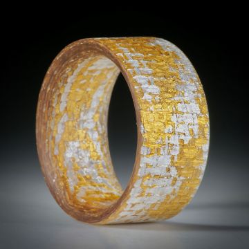 Fingerring Goldtex, Glasfaser handgewickelt, mit Blattgold und Blattsilber,