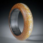 Fingerring Goldtex, Glasfaser handgewickelt, mit Blattgold und Blattsilber