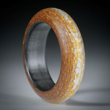 Fingerring Goldtex, Glasfaser handgewickelt, mit Blattgold und Blattsilber