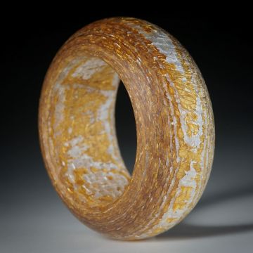 Fingerring Goldtex, Glasfaser handgewickelt, mit Blattgold und Blattsilber