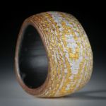 Fingerring Goldtex, Glasfaser handgewickelt, mit Blattgold und Blattsilber