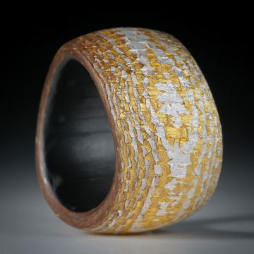 Fingerring Goldtex, Glasfaser handgewickelt, mit Blattgold und Blattsilber
