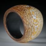 Fingerring Goldtex, Glasfaser handgewickelt, mit Blattgold und Blattsilber