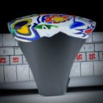 Fingerring aus Millefioriglas (Murano), feinmatt, Tafeldurchmesser 35mm