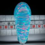 Edelsteinring Opal synthetisch, freie Form im Verlauf geschliffen und poliert