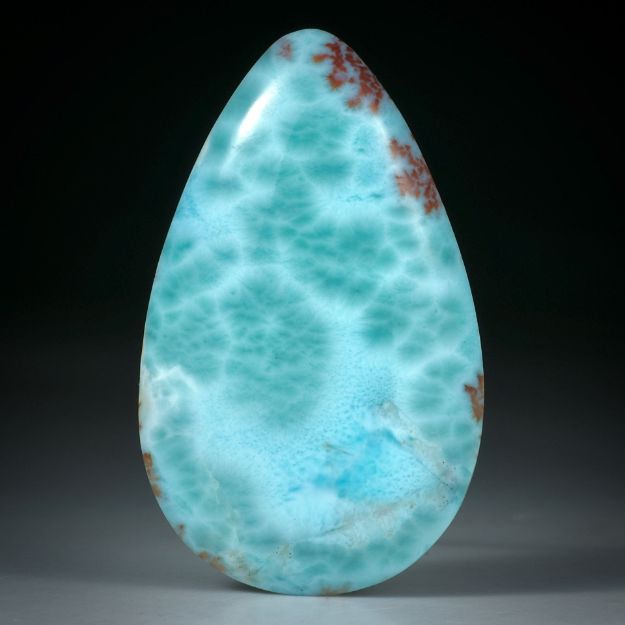 Pectolith, Larimar, handgeschliffene Tropfenform ca.49x30x6.5mm