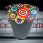 Fingerring aus Millefioriglas (Murano), feinmatt, im Verlauf geschliffen