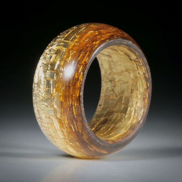 Fingerring Fibertec, Glasfaser mit Bronze poliert