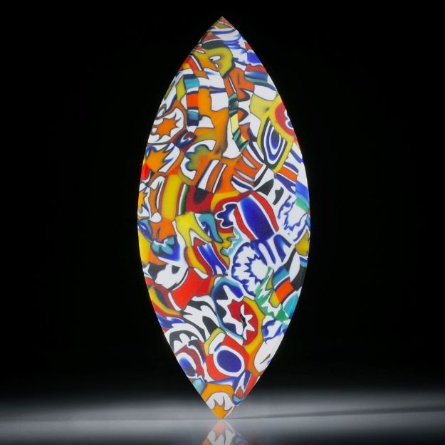 Millefiori (Murano), Navetteform in Torsion geschliffen und feinmatt