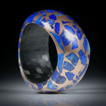 Edelsteinring Lapislazuli in Bronzematrix, geschwungene Form