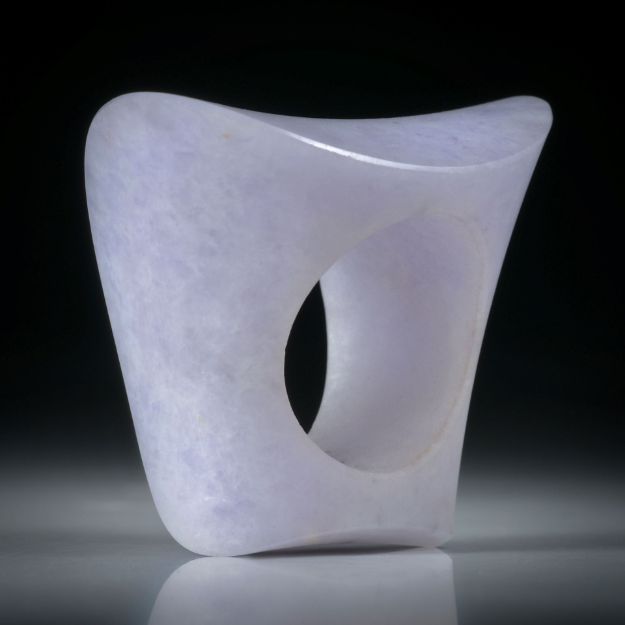 Edelsteinring Jade, Jadeit Lavendel, handgeschliffene freie Form "Zweiflächer"
