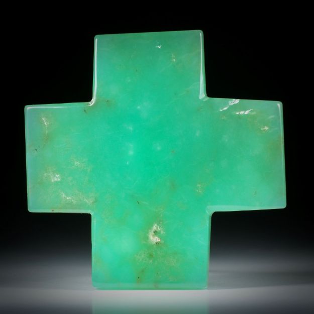 Chrysopras (Australien) Kreuzform asymmetrisch ca.56x56x8mm