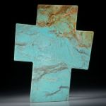 Türkis Kreuz asymmetrisch, plangeschliffen und einseitig poliert ca. 66x53x5mm