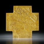 Goldglas Kreuz (Glas mit eingeschmolzenem Gold 23.75ct.) ca.39x38x7mm