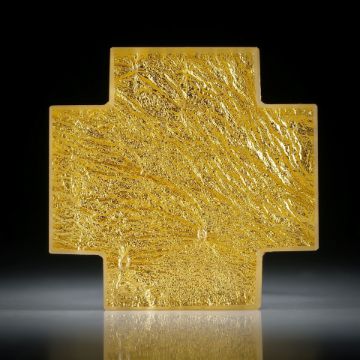 Goldglas Kreuz (Glas mit eingeschmolzenem Gold 23.75ct.) ca.39x38x7mm