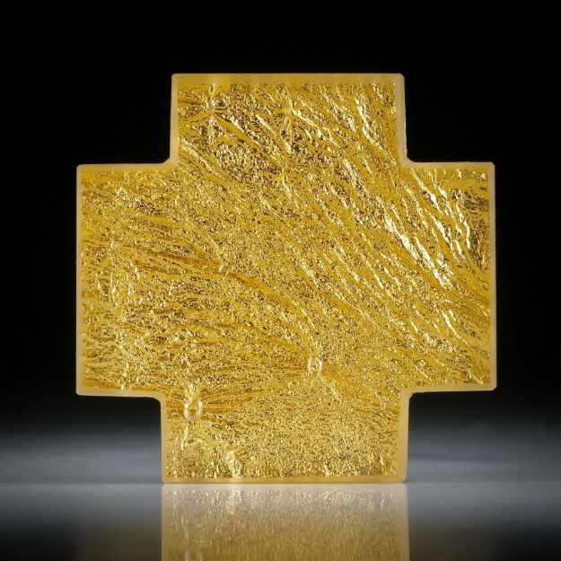 Goldglas Kreuz (Glas mit eingeschmolzenem Gold 23.75ct.) ca.39x38x7mm