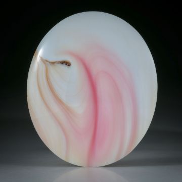 Grosse Fechterschnecke, Queen Conch, strombus gigas, Karibik, handgeschliffener ovaler Cabochon ca.41x35x6mm