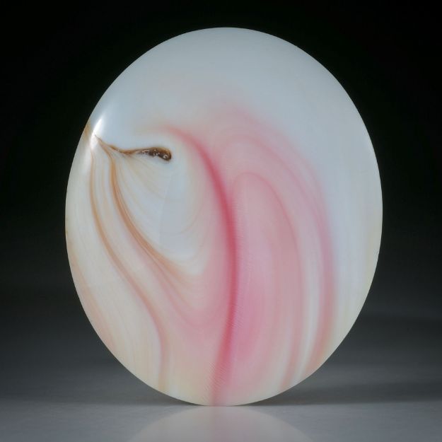 Grosse Fechterschnecke, Queen Conch, strombus gigas, Karibik, handgeschliffener ovaler Cabochon ca.41x35x6mm