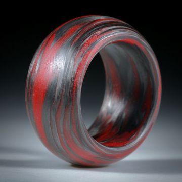 Karbonring mit Glasfaser Zinnoberrot, 13mm breit, bombiert mit gerundeten Kanten