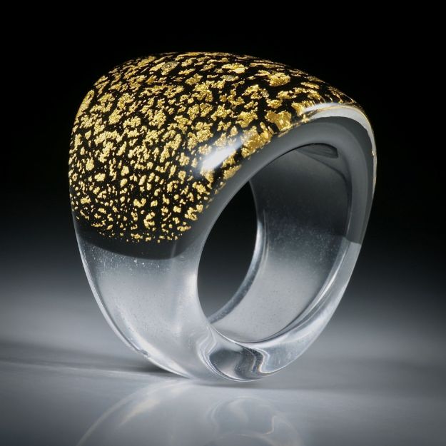Goldglas Fingerring, im Verlauf geschliffen, bombiert und Poliert, Innendurchmesser 20.3mm