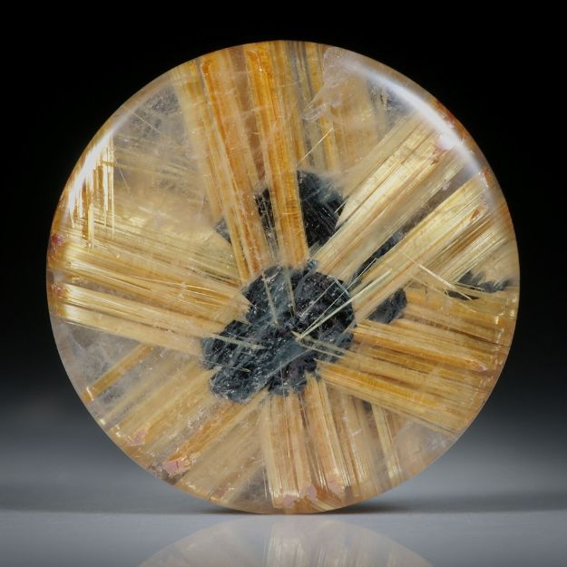 Rutilstern 25.03ct. runder Cabochon, beidseitig bombiert geschliffen und poliert, ca.23.5x23.5x5.5mm