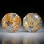Sternrutil Paar, 30ct. runde Cabochon, beidseitig bombiert geschliffen und poliert, je ca.18x18x5.5mm