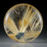 Rutilstern 23.77ct. runder Cabochon, beidseitig bombiert geschliffen und poliert, ca.22x22x7mm