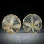 Sternrutil Paar, 18.4ct. runde Cabochon, beidseitig bombiert geschliffen und poliert, je ca.16x15x5mm